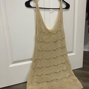 Beige Knit Sleeveless Dress